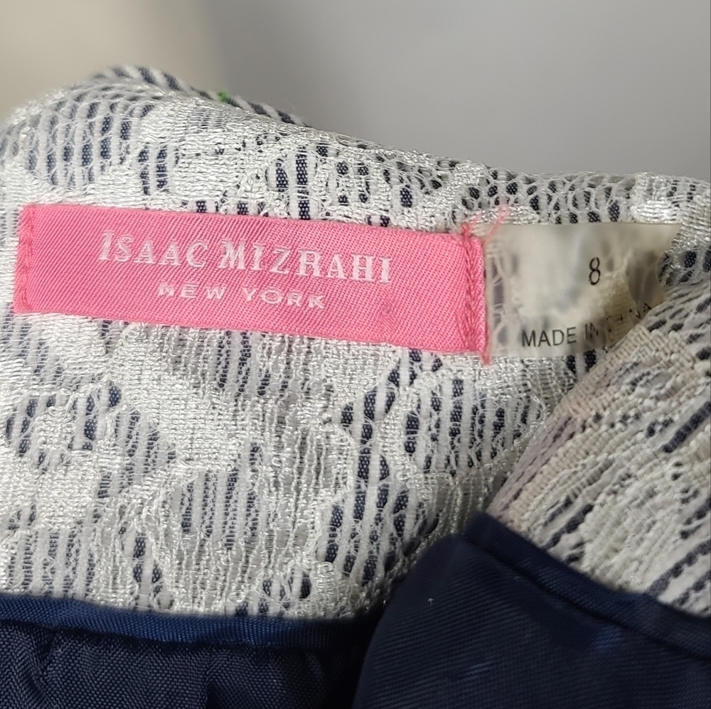 Isaac Mizrahi Blue White Pinstripe Open Blazer 8 - Picture 8 of 10
